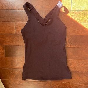 ALO YOGA RIBBED PLUM TANK BUILT IN BRA